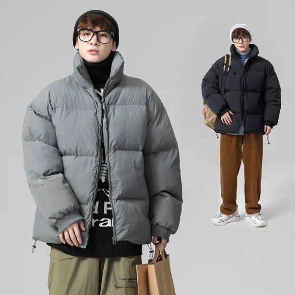 Большая зимняя плюшевая мужская однотонная утепленная хлопковая стеганая куртка мужская корейская мода мужской Молодежный теплый костюм