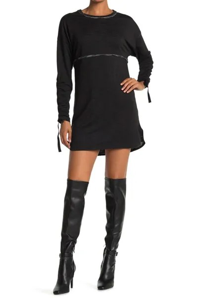 MAX STUDIO Черное платье из французской махровой ткани с длинными рукавами и завязками, XL 16/18 Nordstrom