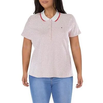 Tommy Hilfiger Женская красная футболка-поло с воротником и цветочным принтом XXL BHFO 2627