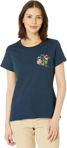 Футболка с графическим рисунком и коротким рукавом Jess Franks Artwork L.L.Bean, цвет Classic Navy Floral Embroidery