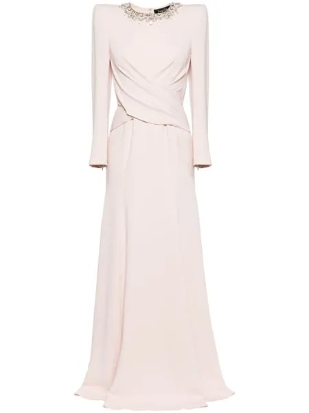 Jenny Packham платье макси Plaza со сборками и кристаллами, розовый