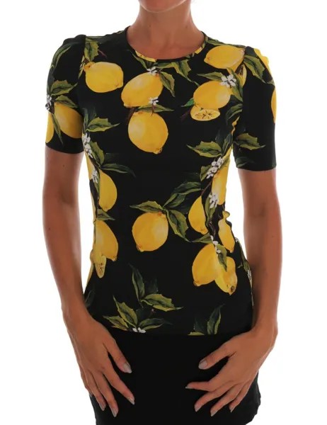 DOLCE - GABBANA Блуза Топ Футболка Шелковый стрейч лимонного цвета IT36 / US2 / XS Рекомендуемая розничная цена 1060 долларов США