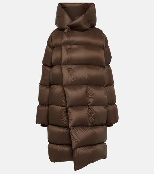 Стеганое пуховое пальто с капюшоном RICK OWENS, коричневый