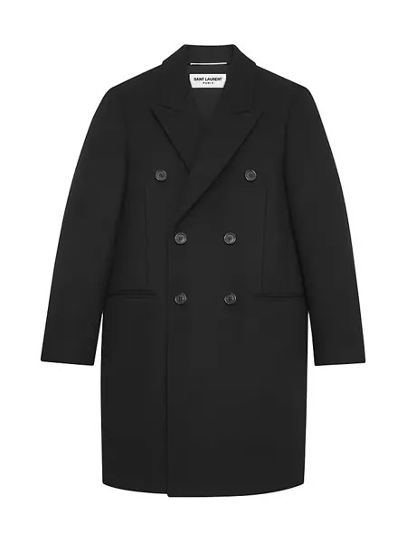 Шерстяное Пальто Saint Laurent, черный