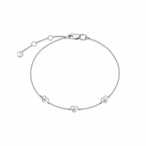 Браслет-цепочка Vesna jewelry, белое золото, 585 проба, родирование, бриллиант, длина 18.5 см.