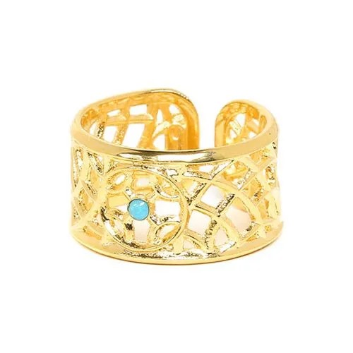 Кольцо Franck Herval, бижутерный сплав, кристаллы Swarovski, золотой, голубой