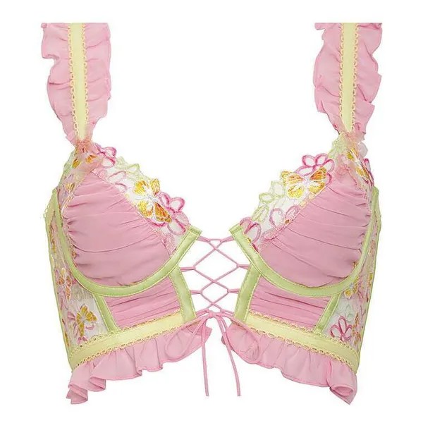 Топ-бюстье For Love & Lemons for Victoria's Secret Sunset Butterfly Ruffle, розовый/желтый