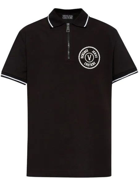 Versace Jeans Couture рубашка поло с V-образной эмблемой, черный