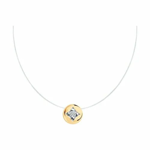 Колье Diamant, серебро, 925 проба, золочение, фианит, длина 50 см., бесцветный