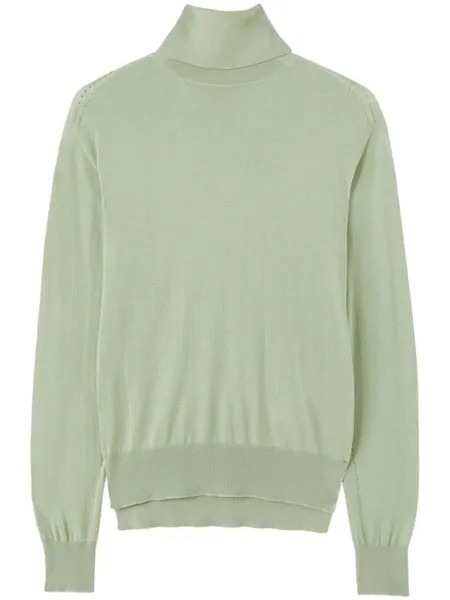 Jil Sander roll-neck fine-knit jumper, зеленый