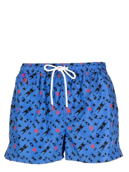 Kiton плавки-шорты с логотипом, синий
