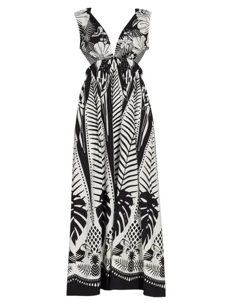 Элегантное хлопковое платье макси Macaw Farm Rio, черный