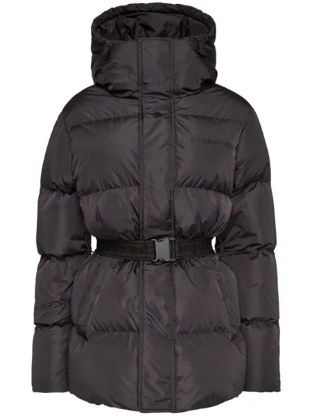 DSQUARED2 стеганый пуховик с поясом, черный