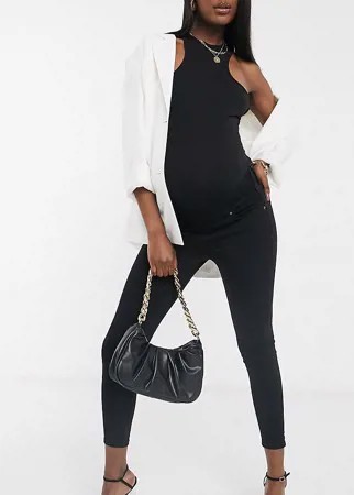 Черные джинсы скинни с посадкой под животом Topshop Maternity-Черный