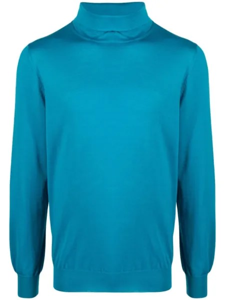 Lardini шерстяной джемпер тонкой вязки с высоким воротником, синий