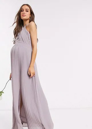 Эксклюзивное серое платье макси с плиссировкой TFNC Maternity bridesmaid-Серый