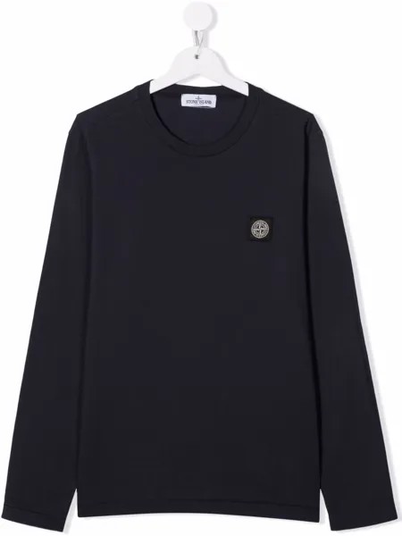 Stone Island Junior футболка с длинными рукавами и нашивкой-логотипом