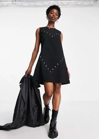 Черное платье мини с отделкой сердечками Love Moschino-Черный цвет