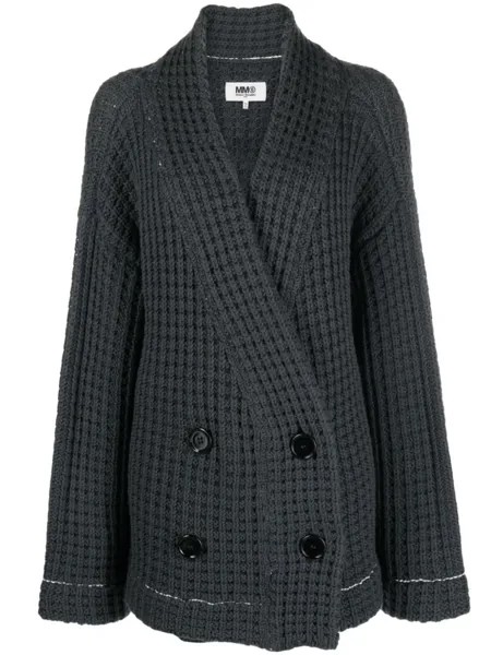 MM6 Maison Margiela фактурный двубортный кардиган, серый