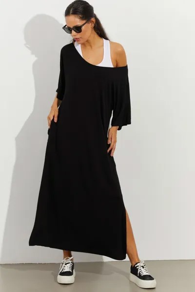 Женское черно-белое двойное платье макси Cool & Sexy, черный
