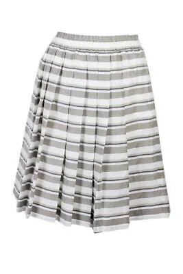 Maxmara Бело-серая плиссированная юбка в полоску 8