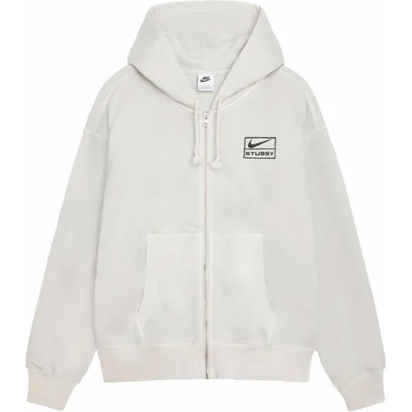 Stussy X Pigment Dyed Fleece Hoodie Zip Hoodie Asia Sizing Nike, белый