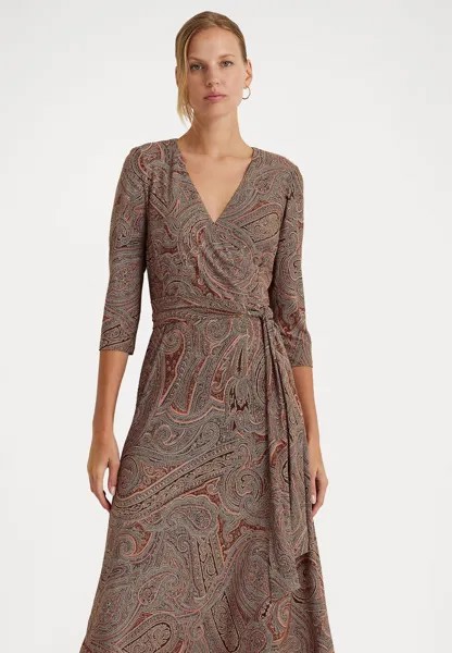 Платье из джерси Lauren Ralph Lauren CARLYNA SLEEVE DAY DRESS, коричневый/кремовый/розовый