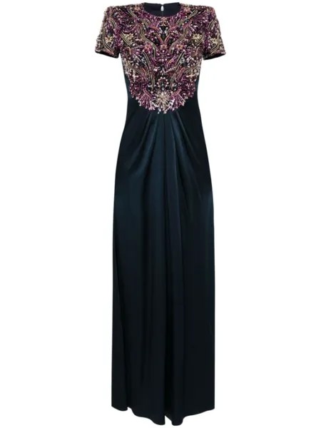Jenny Packham вечернее платье Starry с кристаллами, синий