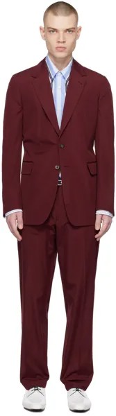 Бордовый костюм с двумя пуговицами Dries Van Noten