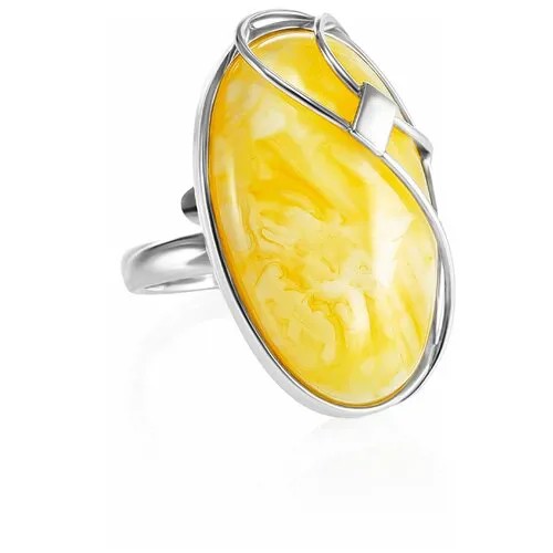 Amberholl Серебряное кольцо с янтарем молочно-медового цвета