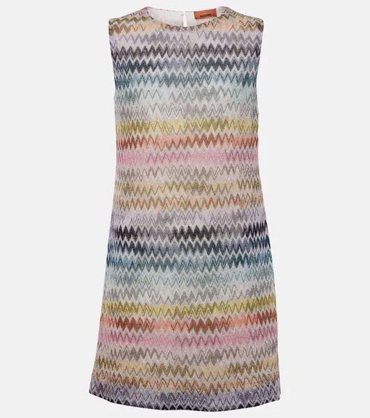 Мини-Платье с эффектом металлик и зигзагом Missoni, мультиколор