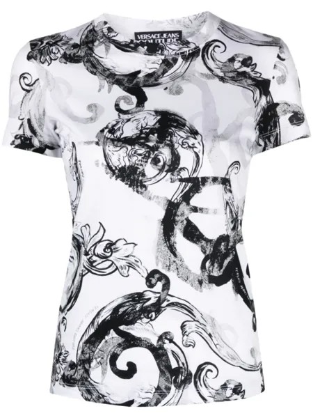 Versace Jeans Couture футболка с принтом Watercolour Barocco, белый