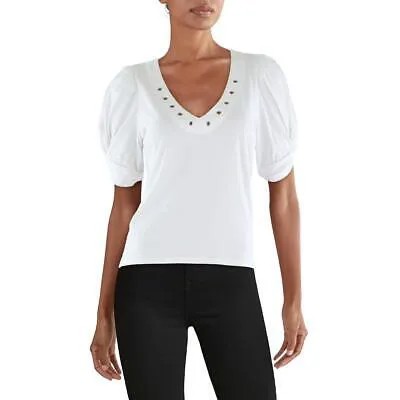 Generation Love Женская белая рубашка с v-образным вырезом и закатанными рукавами, топ S BHFO 9872