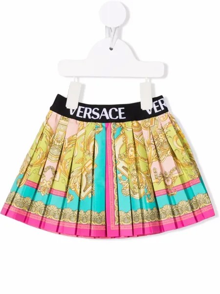 Versace Kids плиссированная юбка с принтом Baroque