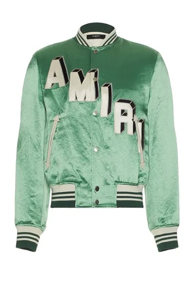 Куртка Amiri Satin Cropped Varsity, цвет Mint