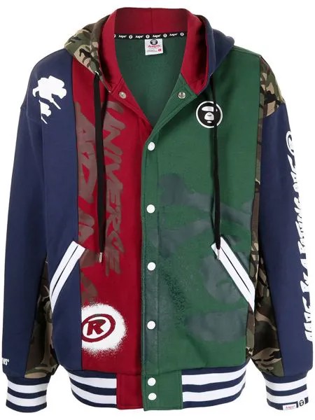 AAPE BY *A BATHING APE® худи в стиле колор-блок с кулиской