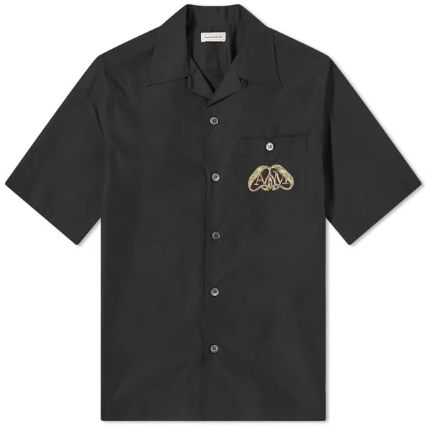 Рубашка с коротким рукавом Alexander Mcqueen Seal Logo Hawaiian Shirt, черный