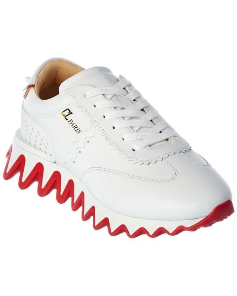 Christian Louboutin Кожаные кроссовки Loubishark, белый