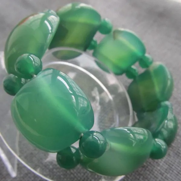 Натуральный Бразильский зеленый халцедон, агат, браслет, мужские плоские круглые Популярные Простые Ювелирные изделия на руку