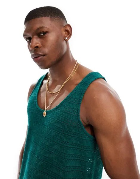 Зеленая майка крючком с круглым вырезом ASOS DESIGN