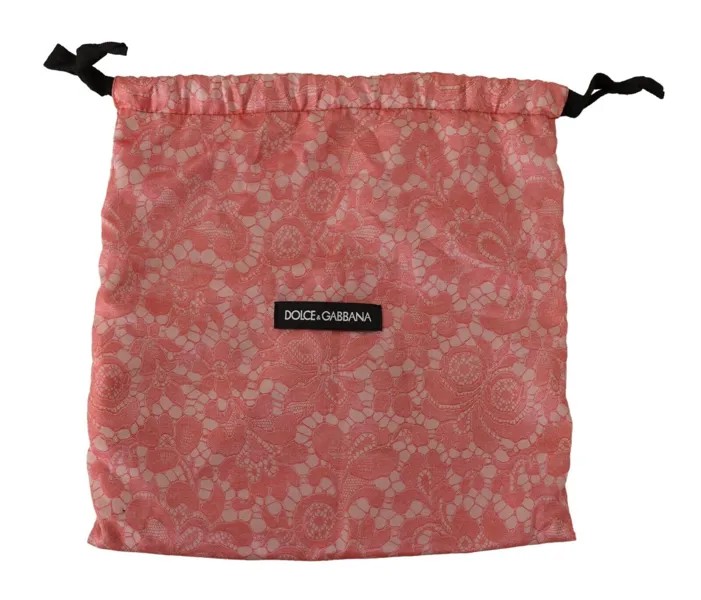 DOLCE - GABBANA Сумка-пылесборник Розовая кружевная сумка для обуви на шнурке с цветочным принтом 26см x 26см