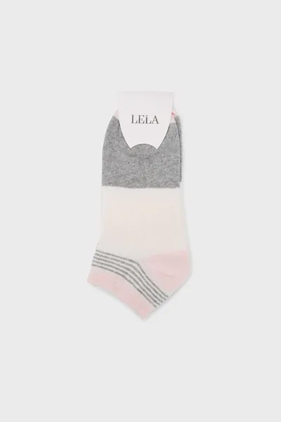 Мягкие хлопковые вязаные носки с рисунком 0070003 Lela, средне-серый