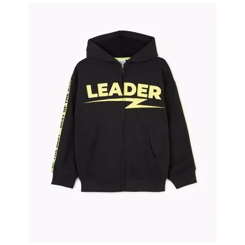 Тёмно-серая толстовка с принтом Leader для мальчика Gloria Jeans, размер 4-5л/110