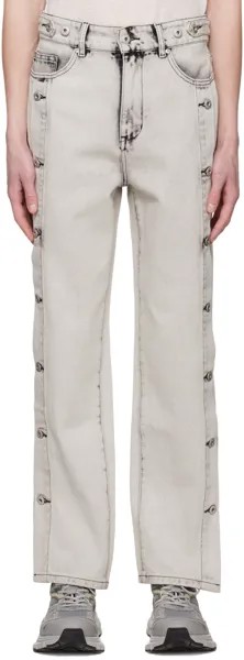 Серые джинсы с боковыми вырезами Feng Chen Wang