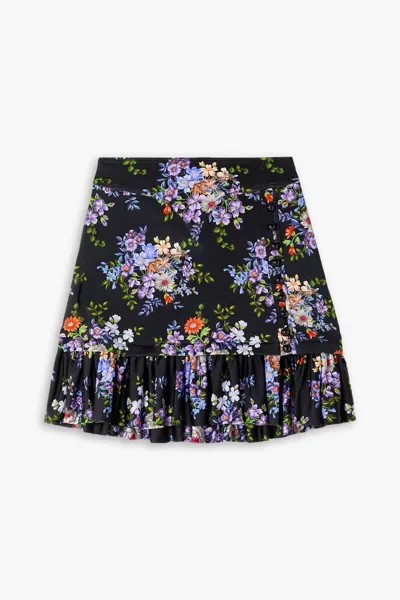 Мини-юбка из эластичного джерси с оборками и цветочным принтом Paco Rabanne, лаванда
