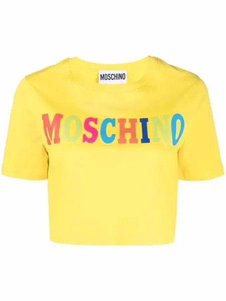 Moschino укороченная футболка с логотипом