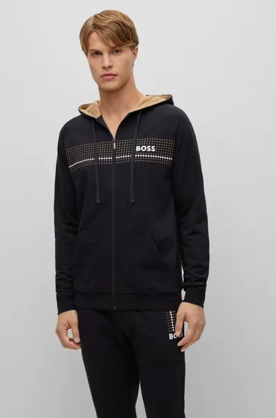 Толстовка Hugo Boss Cotton-terry With Dot Stripes And Logo, черный