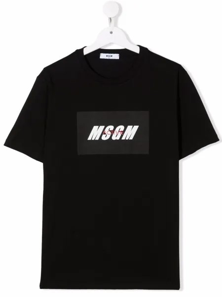 MSGM Kids футболка с нашивкой-логотипом