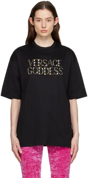 Черная футболка свободного кроя Versace