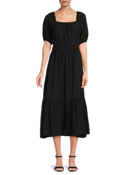 Многоярусное платье миди с завязкой на спине Saks Fifth Avenue, черный